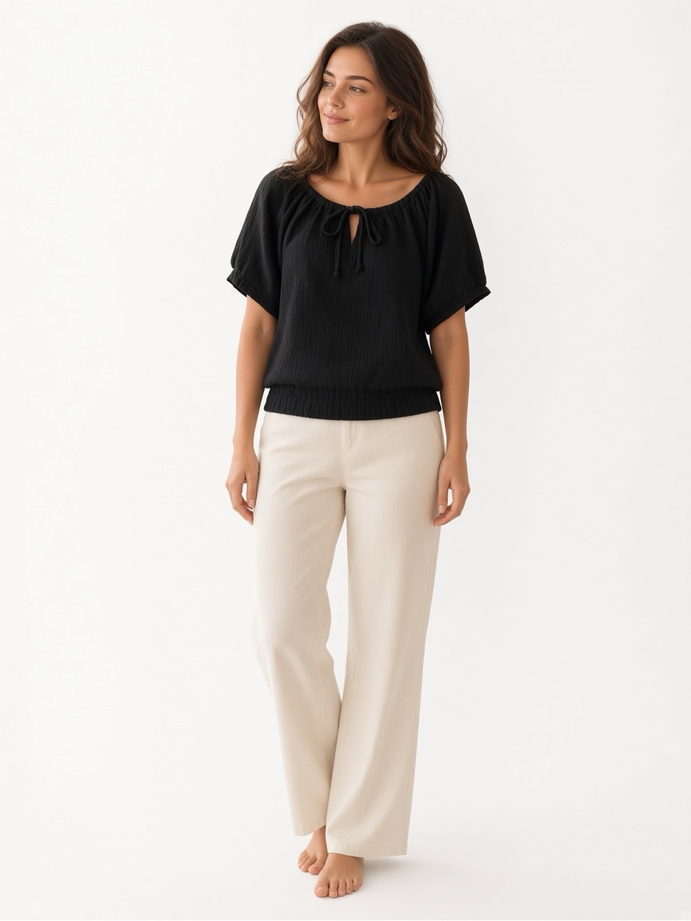 Brand New PLUS SIZE BLACK CRINKLED COTTON TOP